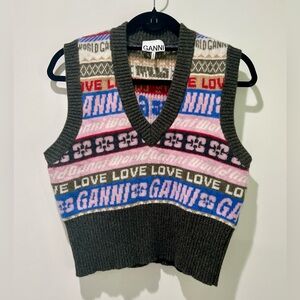 Ganni Wool Blend Knit Vest
